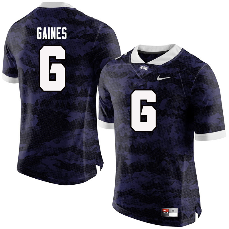 Men #6 Innis Gaines TCU Horned Frogs College Football Jerseys-Purple - Click Image to Close